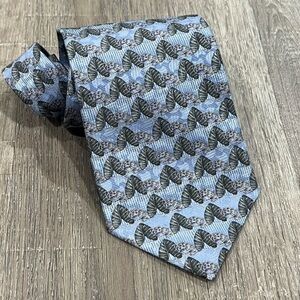Ermenegildo Zegna Tie Made in Italy 100% Silk Pastel Blue Floral Paisley Pattern